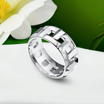 Replica T 8 mm wide True ring white gold plated main1