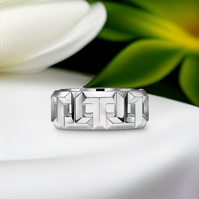 Replica T 8 mm wide True ring white gold plated main1