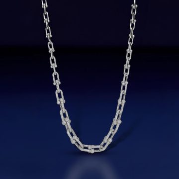 Replica T HardWear Graduated Link Necklace with Pavé Diamonds white Gold plated main