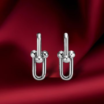 Replica T HardWear Large Link Earrings White Gold Plated Main1