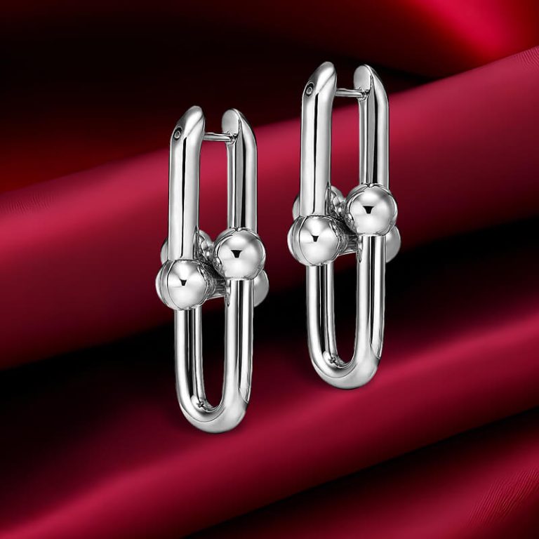 Replica T HardWear Large Link Earrings White Gold Plated Main1