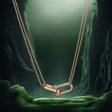 Replica T HardWear Link Pendant with Pavé Diamonds rose Gold plated main1