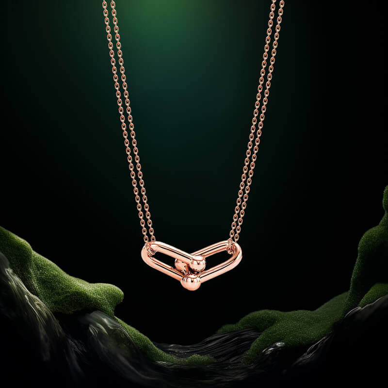 Replica T HardWear double link pendant rose gold plated main1