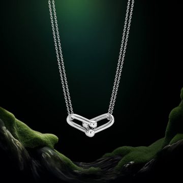 Replica T HardWear double link pendant white gold plated main1