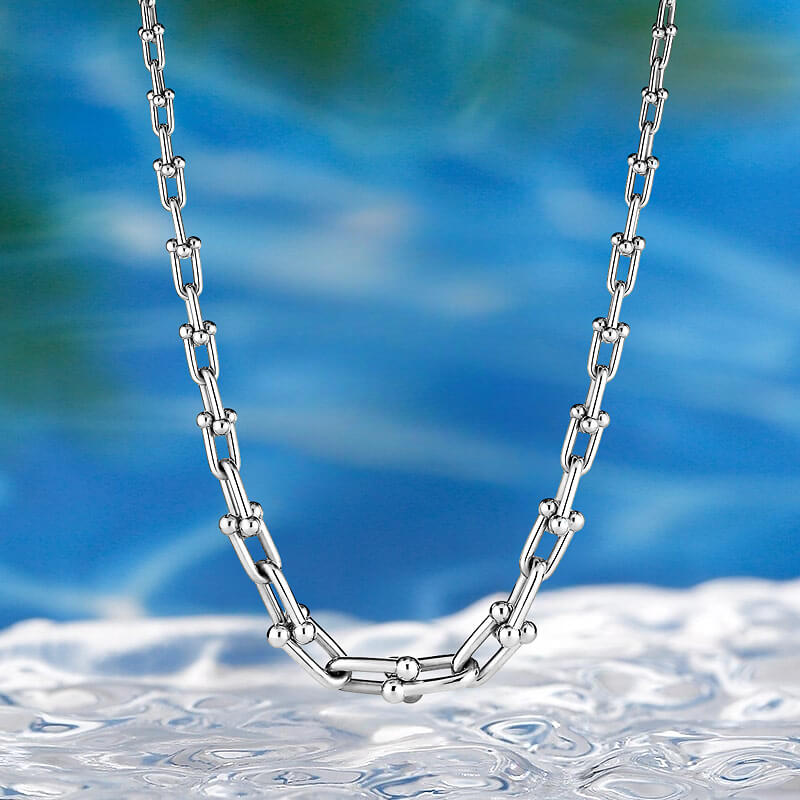 Replica T HardWear graduated link necklace white gold plated main1-1