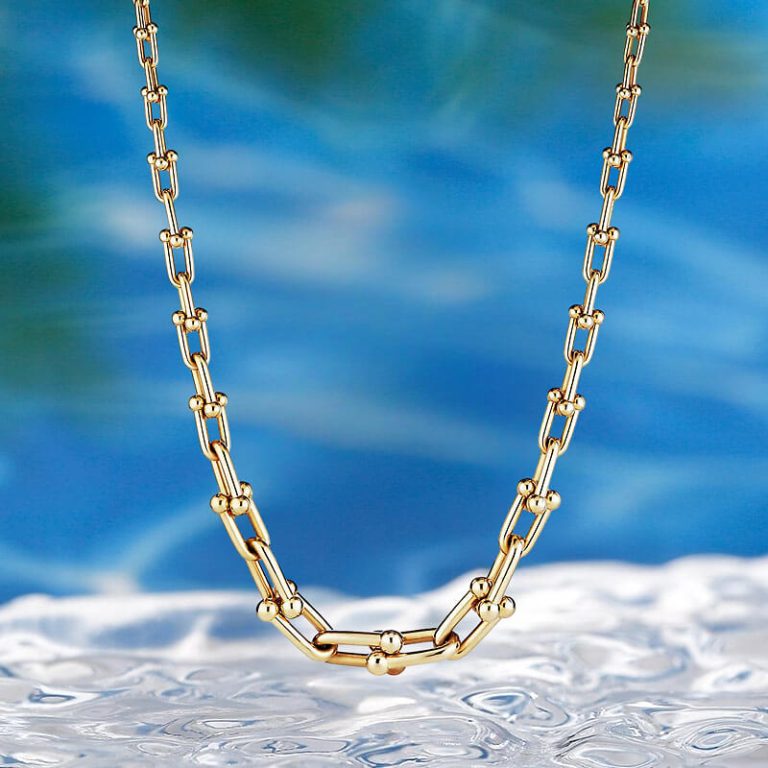 U Shape Chain Necklace with CZ Link focal, Sku#EF183 – Bestbeads&Beyond