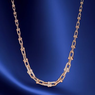 Replica T HardWear graduated link necklacewith pavé diamonds rose gold plated main1