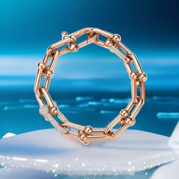 Replica T HardWear link bracelet with diamonds, medium rose gold plated main1