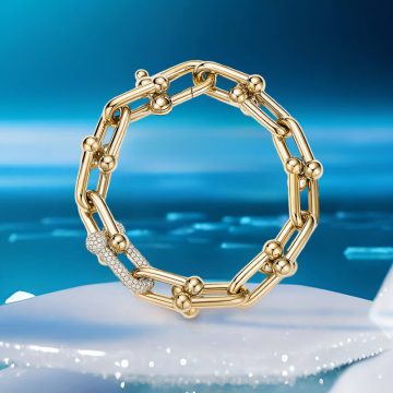 Replica T HardWear link bracelet with diamonds, medium yellow gold plated main1