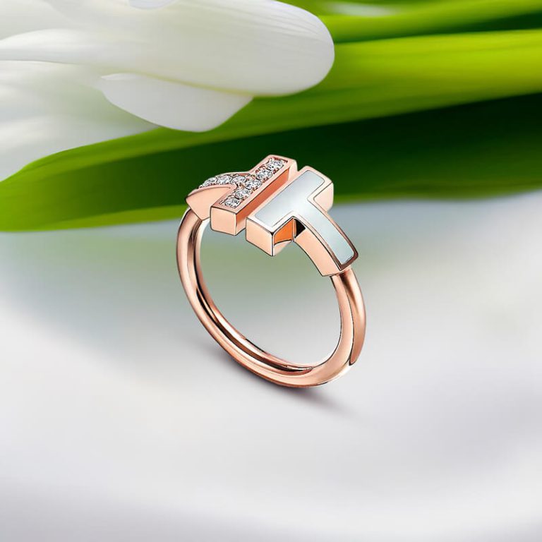 Replica-T-Wire-Ring-with-Diamonds-and-Mother-of-pearl-Rose-Gold-plated-main1