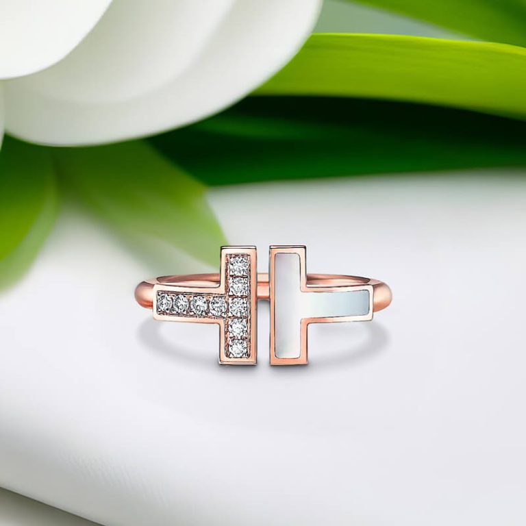 Replica-T-Wire-Ring-with-Diamonds-and-Mother-of-pearl-Rose-Gold-plated-main1