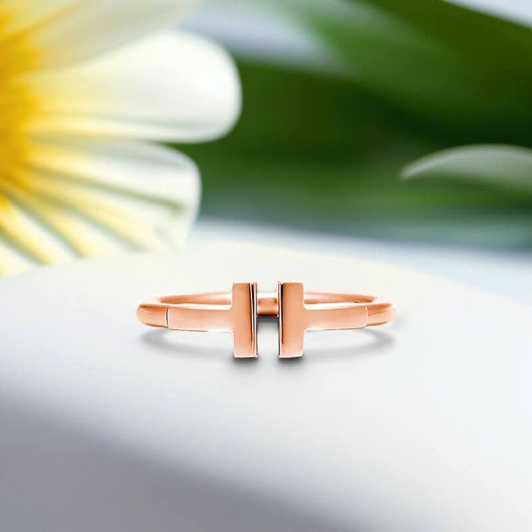 Replica T wire ring rose gold plated main1