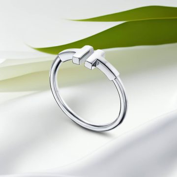 Replica T wire ring white gold plated main1