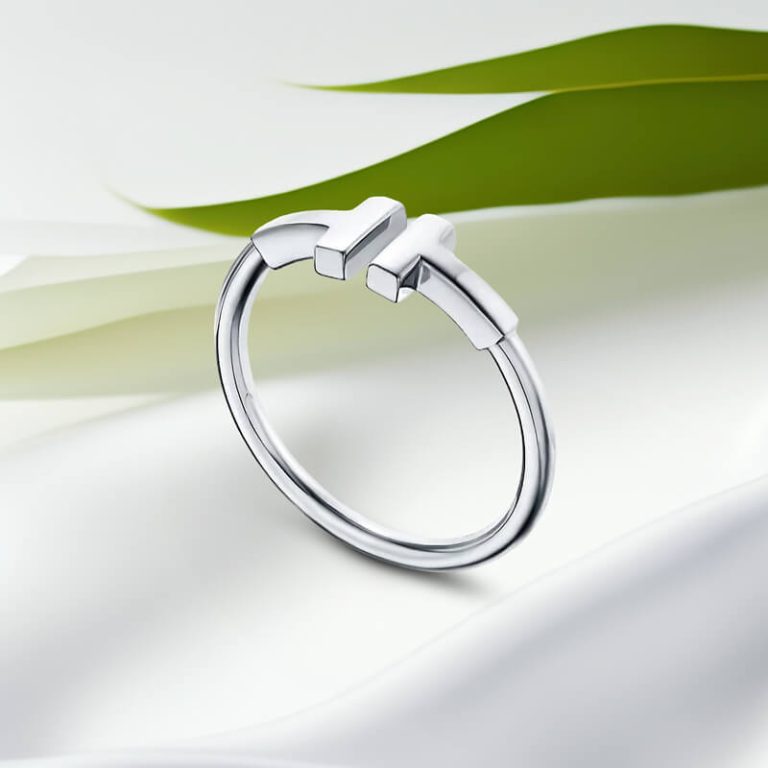 Replica T wire ring white gold plated main1