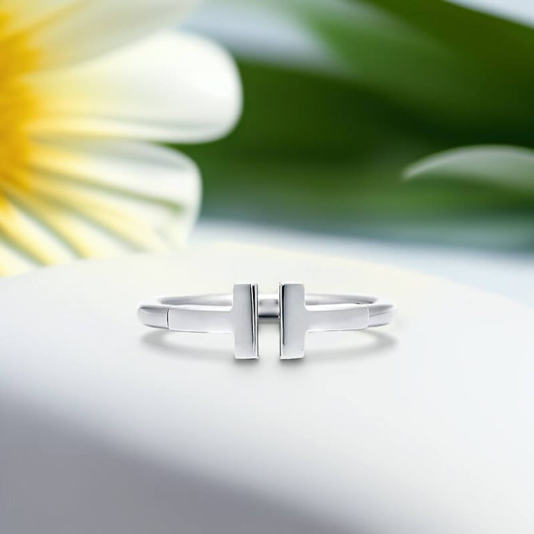 Replica T wire ring white gold plated main1