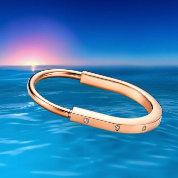 T lock Bracelets bangle set rose gold smooth six diamonds main1