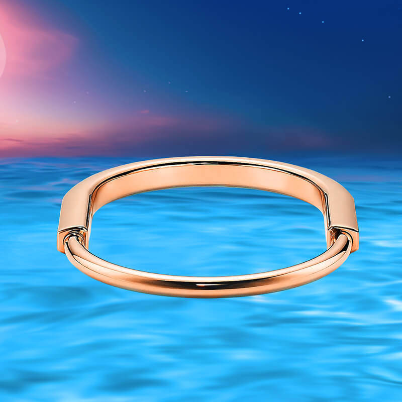 T lock Bracelets bangle set rose gold smooth six diamonds other4