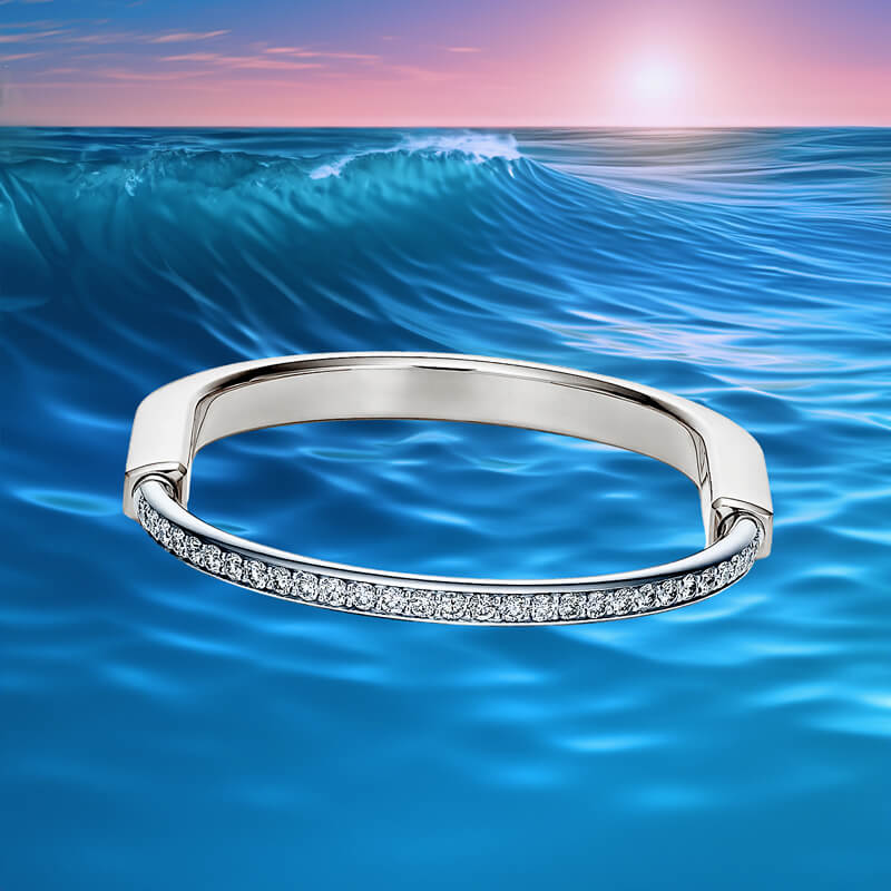 T lock Bracelets bangle set white gold half diamonds other4