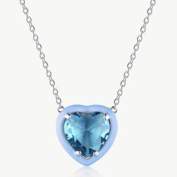 5A Radial-Cut Heart CZ Pendant Necklace with Droplet Frame main-2 1-DY190133-S-W-LB