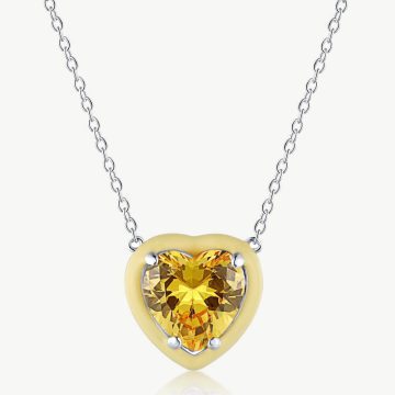 5A Radial-Cut Heart CZ Pendant Necklace with Droplet Frame main-2 1-DY190133-S-W-YE