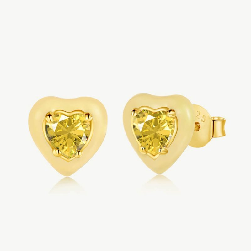 Exquisite 0.25 ct Heart-Cut Earring Stud with Droplet Frame main-2 1-DY1D0215-S-G-YE