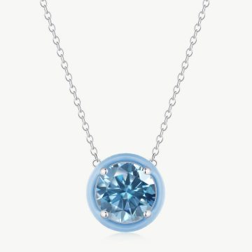 Morden 5A Round-Cut CZ Pendant Necklace with Droplet Frame main-2 1-DY190132-S-W-LB