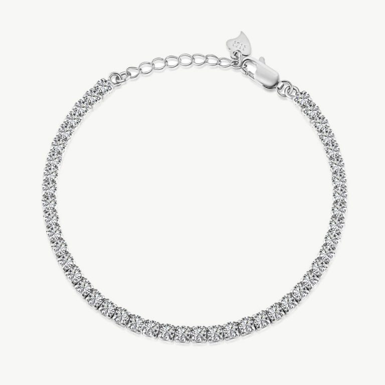 S925 Silver Tennis Bracelet with One Row Pave 3mm Round CZ main-2 1-DY150071-S-W-WH