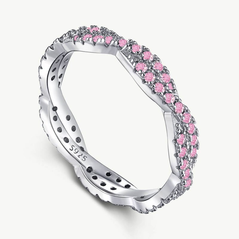 Twisted Vine Design Engagement Ring with Two-Row Pave Band Fancy Pink main-2 NE120276-S-W-PK