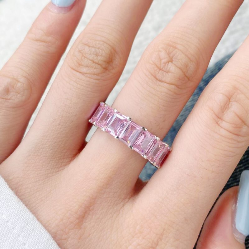 Baguette-pink-Diamond-Eternity-silver-Ring-DY120539-S-W-PK-(5a)