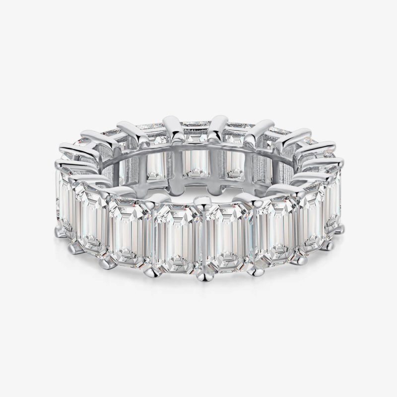 Baguette white Diamond Eternity silver Ring DY120539-S-W-WH (1)