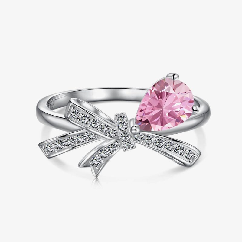 Bowknot Pink Pear Gemstone Ring DY120926-S-W-BF (4)