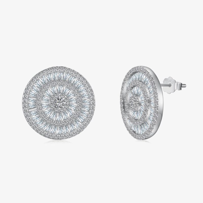 Circular white Gemstone Stud Earrings DY1D0334-S-W-WH (4)