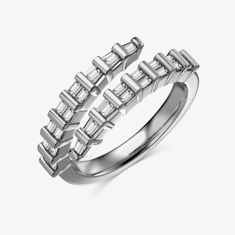 Coiled Snake Tail Design silver Ring DY121092-S-W-WH (1)