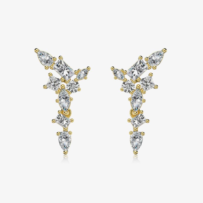 Diamond Crown Gold Earrings DY110289-S-G-WH (2)