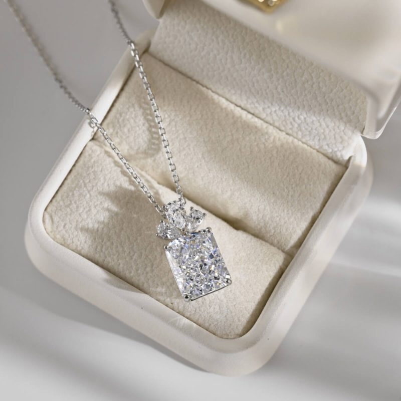 Diamond White Square Gemstone Pendant Necklace DY190764-S-W-WH (6)