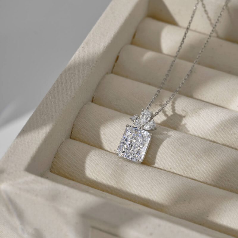 Diamond White Square Gemstone Pendant Necklace DY190764-S-W-WH (8)