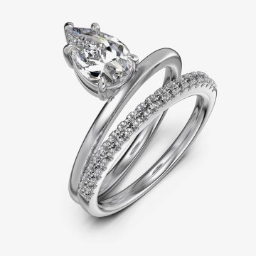 Double Band Pear-Shaped Diamond Ring Set DY121021-S-W-WH (2)