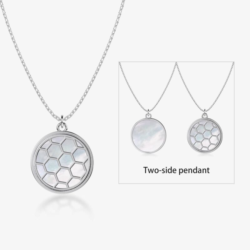 Double-Sided Mother-of-Pearl Pendant silver Necklace DY190692-S-Q-WH (6)