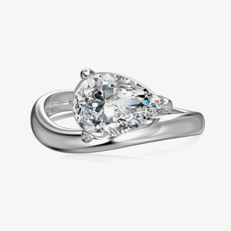 Elegant Twisted Pear-Shaped Diamond Ring -DY121104-S-W-WH (1)