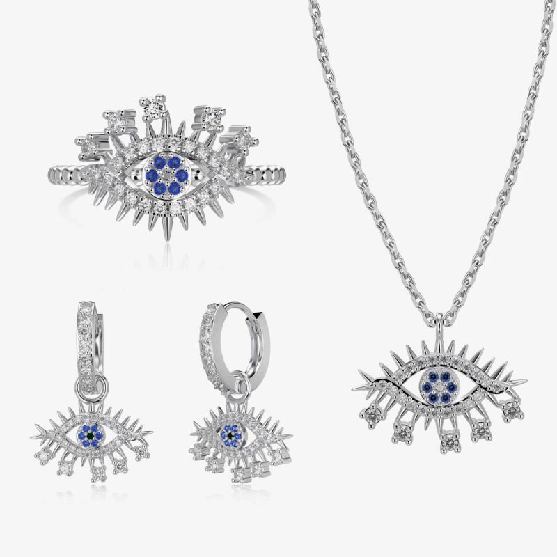 Evil Eye Sapphire and Diamond Platinum Earrings DY110284-S-W-BA (1)