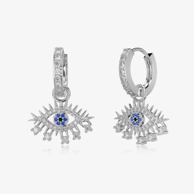 Evil Eye Sapphire and Diamond Platinum Earrings DY110284-S-W-BA (2)