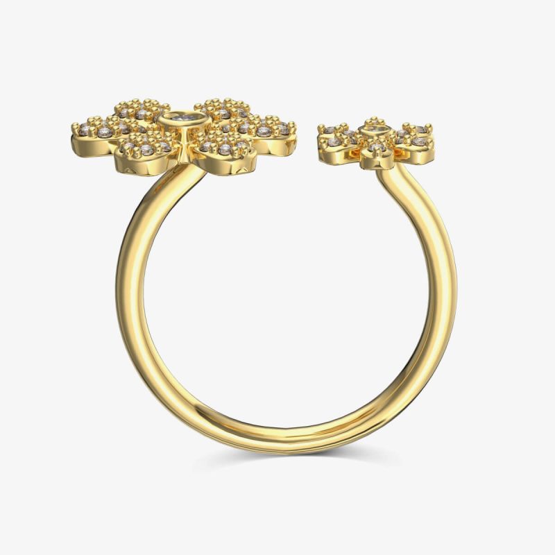 Floral Diamond Open Gold Ring DY121075-S-G-WH (1)