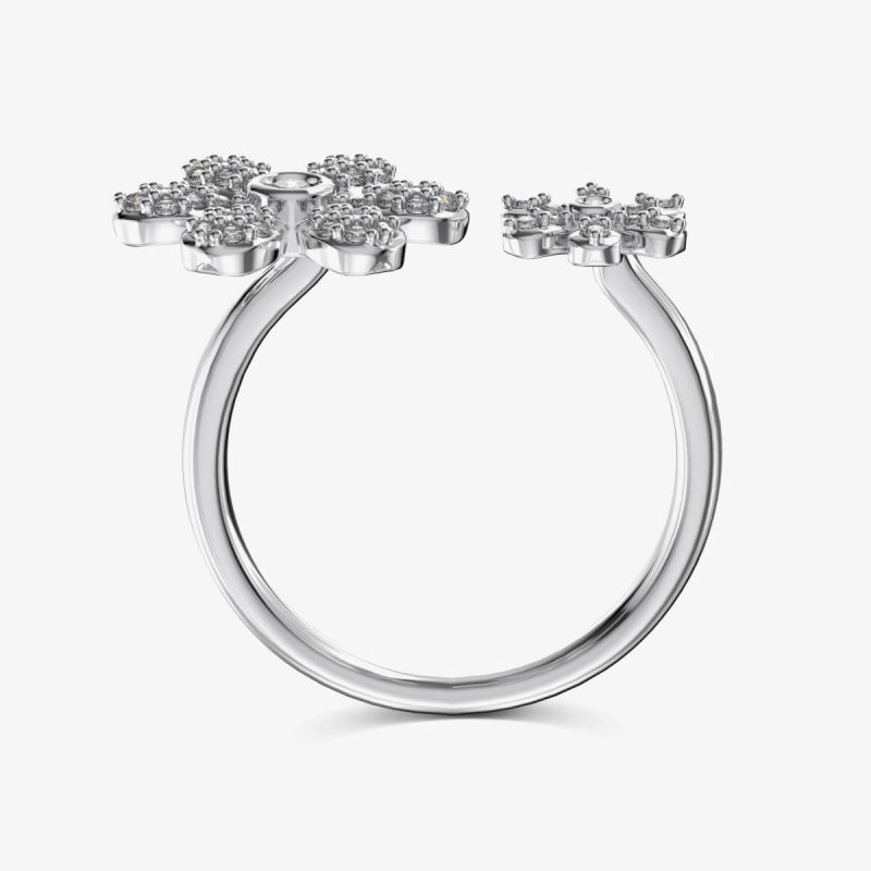 Floral Diamond Open silver Ring DY121075-S-W-WH (1)