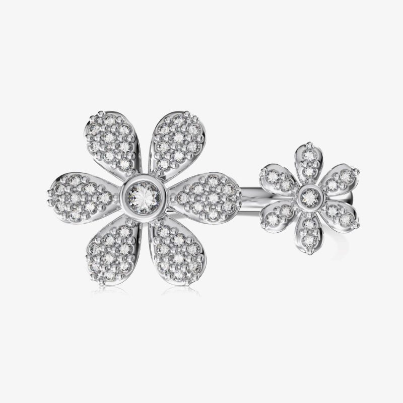 Floral Diamond Open silver Ring DY121075-S-W-WH (3)