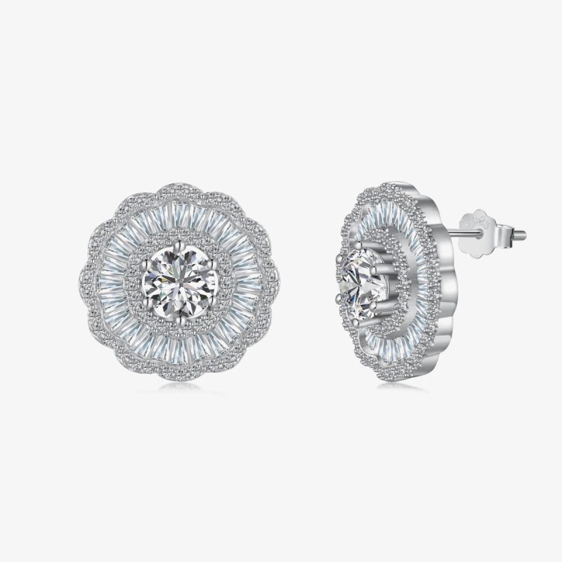 Floral white Gemstone Stud Earrings DY1D0333-S-W-WH (4)