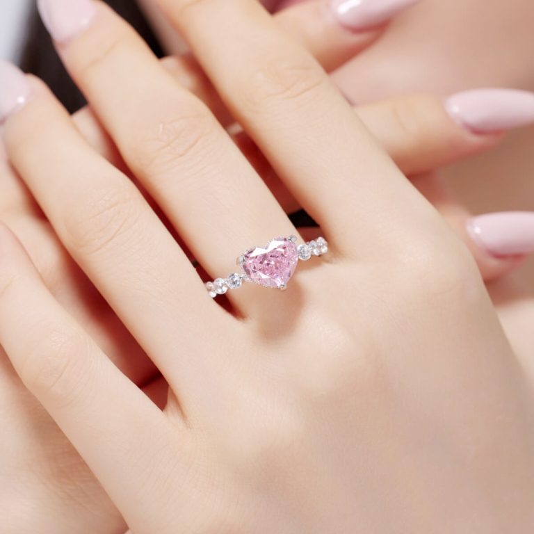 Heart-Shaped Pink Diamond and Sparkling Diamond Ring DY120980-S-W-BF (6)