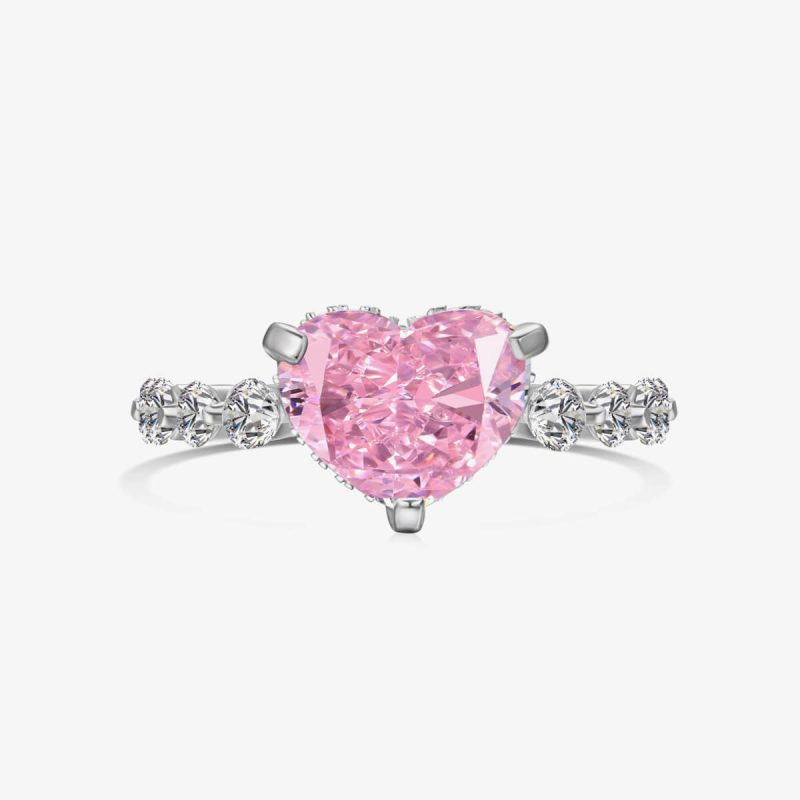 Heart-Shaped Pink Diamond and Sparkling Diamond Ring DY120980-S-W-BF (5)