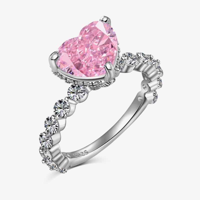 Heart-Shaped Pink Diamond and Sparkling Diamond Ring DY120980-S-W-BF (6)