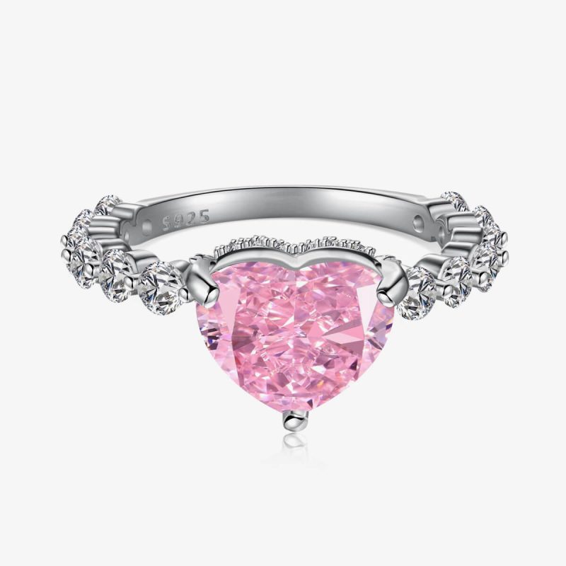 Heart-Shaped Pink Diamond and Sparkling Diamond Ring DY120980-S-W-BF (8)