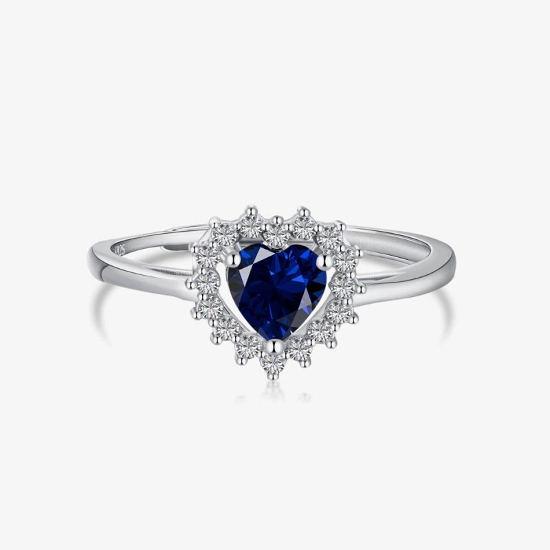 Heart-Shaped sapphie and Diamond White Gold Ring DY120494-S-W-BU (1)